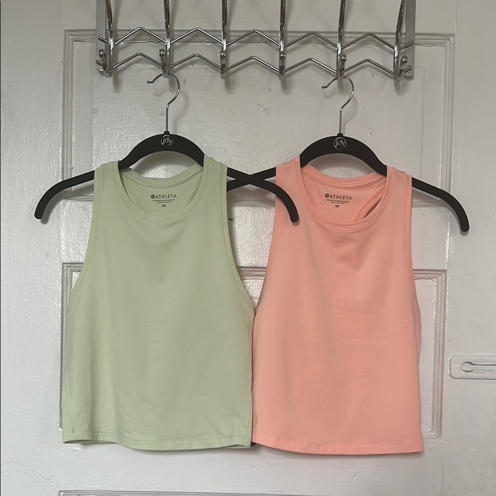 Athleta Women's Tank Tops - Green and Coral